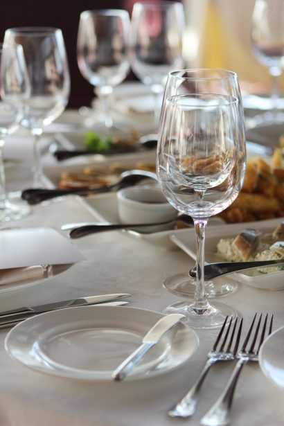 Banquet table in restaurant
